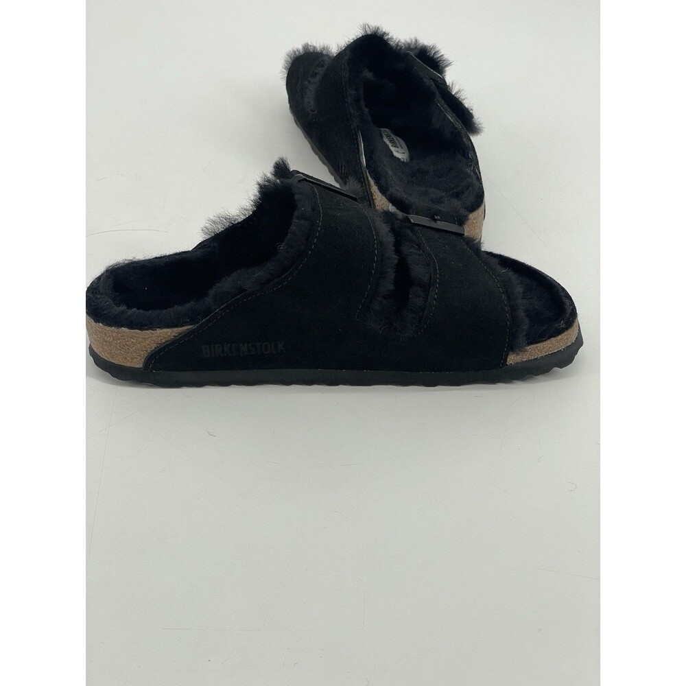 Birkenstock ARIZONA FUR Shearling EU37 BLACK Suede US Women Size 6.5 NEW NWT - Picture 7 of 9